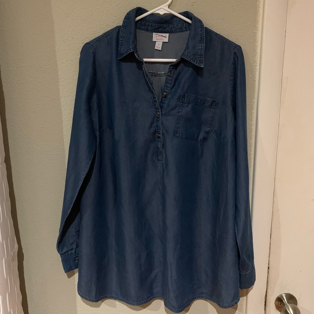 Isabel maternity denim shirt dress - Picture 1 of 6